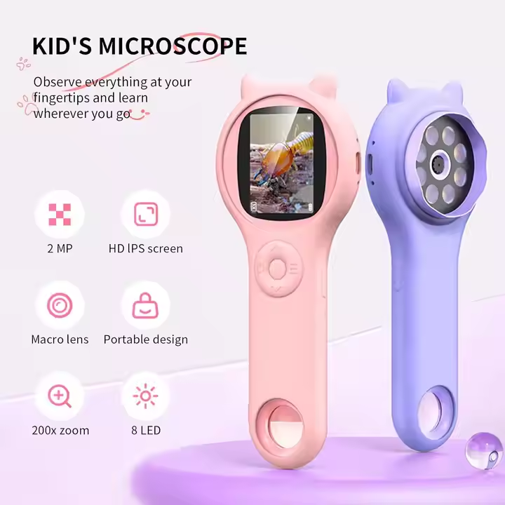 500× Handheld Digital Microscope with 1080p Display & 2″ IPS Screen